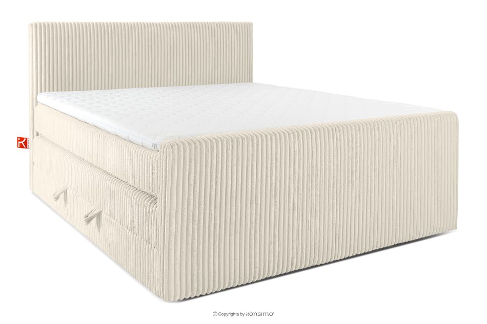 STRIX PRO+ Boxspringbett Doppelzimmer hart 180 cm Doppelmatratze + Visco-Topper Cordstoff weiß/ecru weiß/ecru - Foto 0