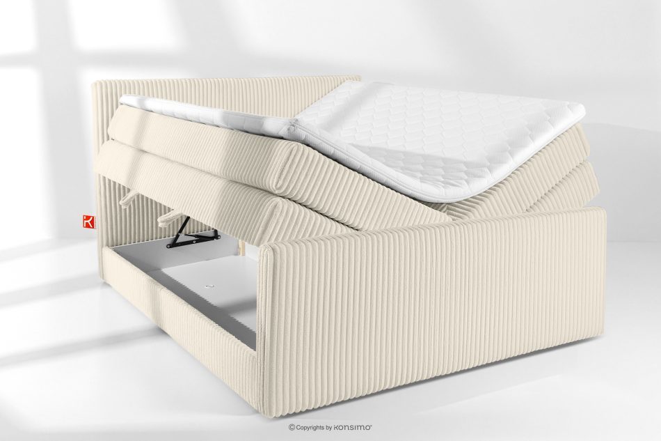 STRIX PRO+ Boxspringbett Doppelzimmer hart 180 cm Doppelmatratze + Visco-Topper Cordstoff weiß/ecru weiß/ecru - Foto 7