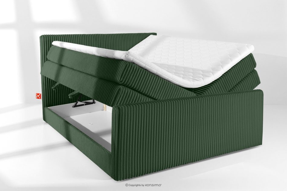 STRIX PRO+ Boxspringbett Doppelzimmer hart 180 cm Doppelmatratze + Visco-Topper Cordstoff dunkelgrün dunkelgrün - Foto 7