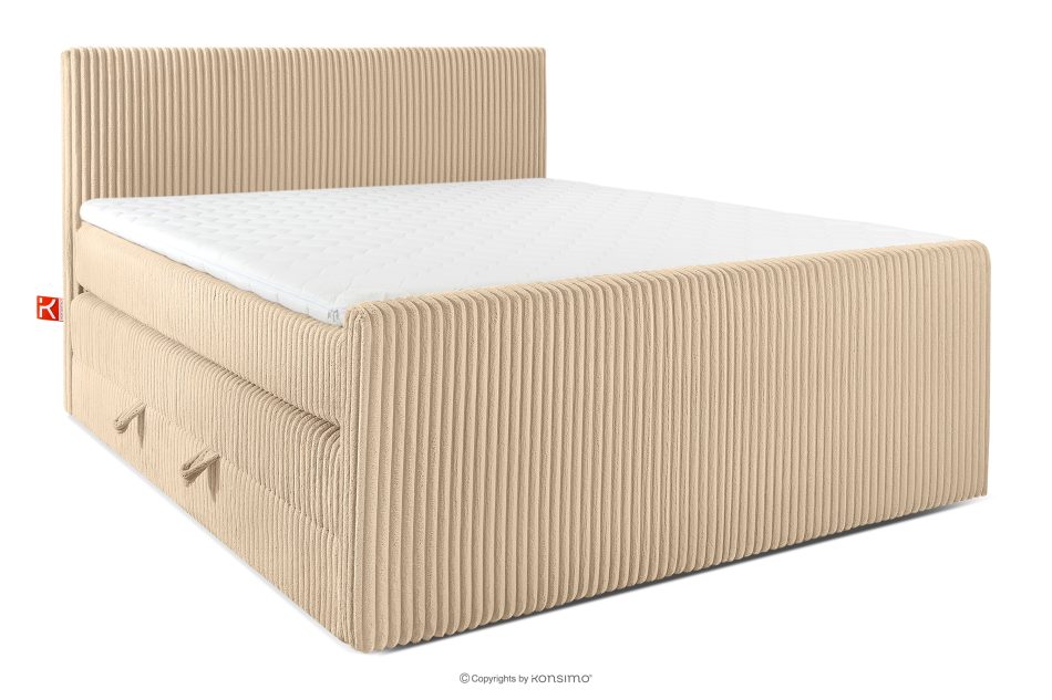 STRIX PRO+ Boxspringbett Doppelzimmer hart 180 cm Doppelmatratze + Visco-Topper Cordstoff sandfarben sandfarben - Foto 0
