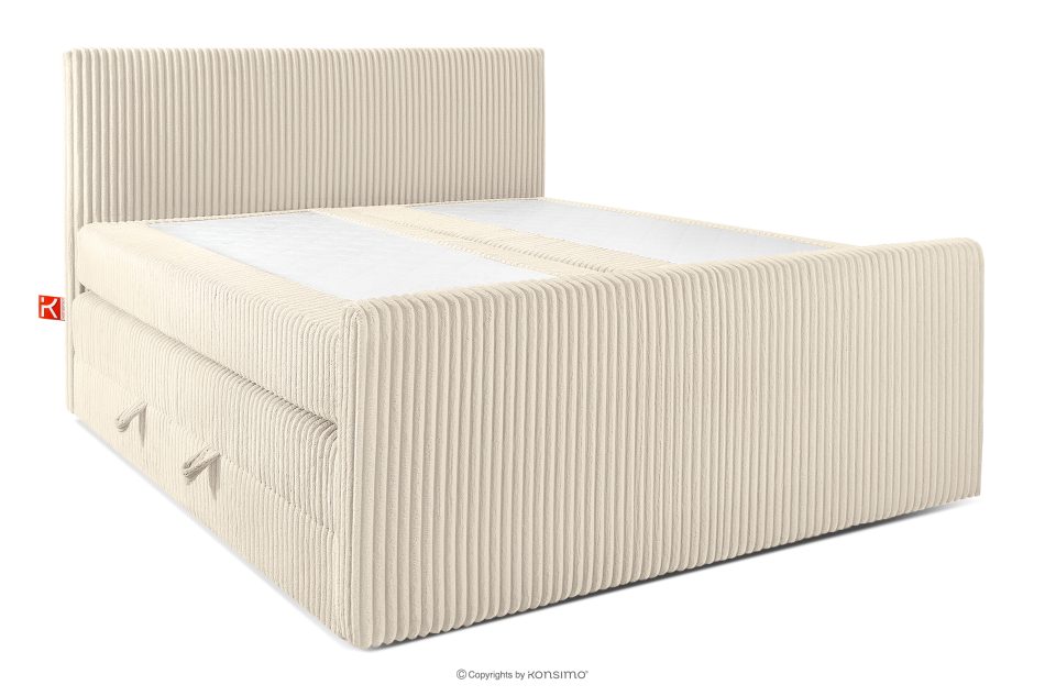 STRIX PRO+ Boxspringbett Doppelzimmer hart 180 cm Doppelmatratze + Visco-Topper Cordstoff beige beige - Foto 2