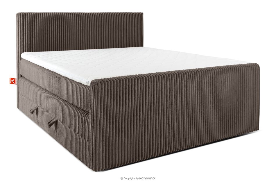 STRIX PRO+ Boxspringbett Doppelzimmer hart 180 cm Doppelmatratze + Visco-Topper Cordstoff braun braun - Foto 0
