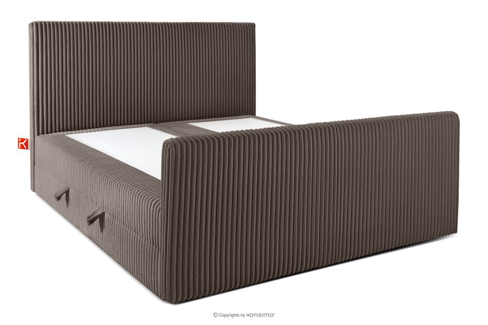 STRIX PRO+ Boxspringbett Doppelzimmer hart 180 cm Doppelmatratze + Visco-Topper Cordstoff braun braun - Foto 3