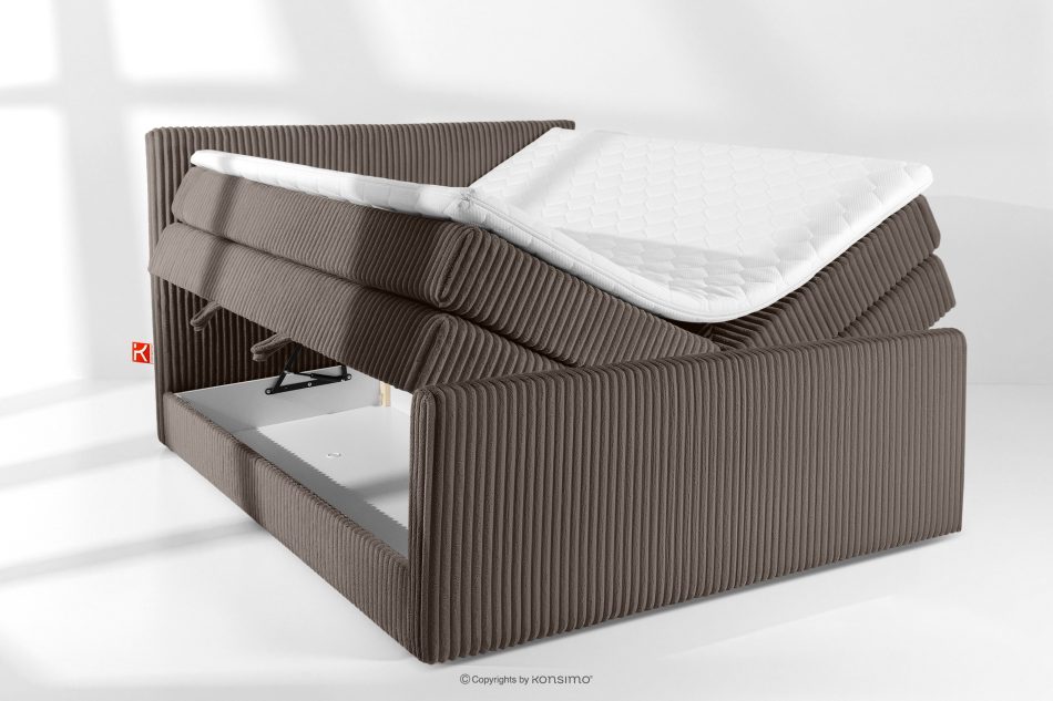 STRIX PRO+ Boxspringbett Doppelzimmer hart 180 cm Doppelmatratze + Visco-Topper Cordstoff braun braun - Foto 7