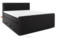 Boxspringbett Doppelzimmer mittelhart 200 cm Doppelmatratze + HR-Topper Cordstoff schwarz