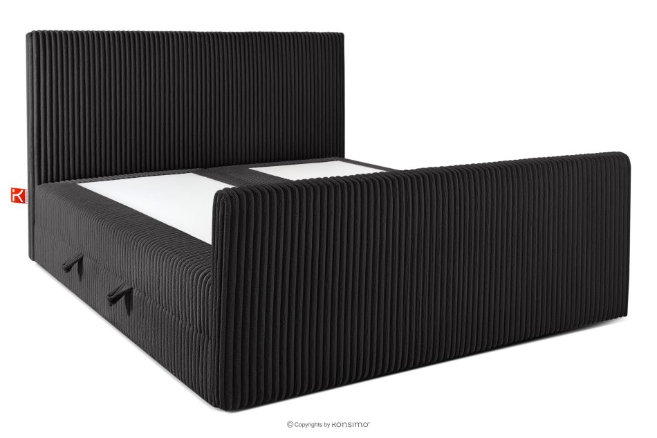 STRIX PRO+ Boxspringbett Doppelzimmer mittelhart 200 cm Doppelmatratze + HR-Topper Cordstoff schwarz schwarz - Foto 3