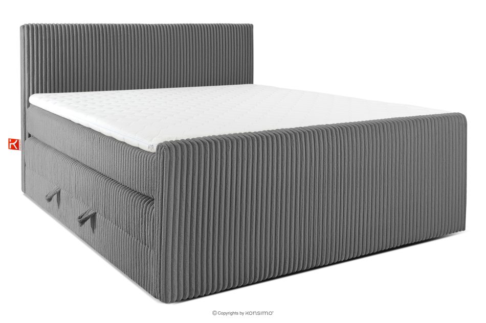 STRIX PRO+ Boxspringbett Doppelzimmer mittelhart 200 cm Doppelmatratze + HR-Topper Cordstoff grau grau - Foto 0