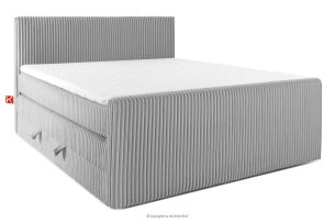 STRIX PRO+, https://konsimo.de/kollektion/strix-pro-2/ Boxspringbett Doppelzimmer mittelhart 200 cm Doppelmatratze + HR-Topper Cordstoff hellgrau hellgrau - Foto