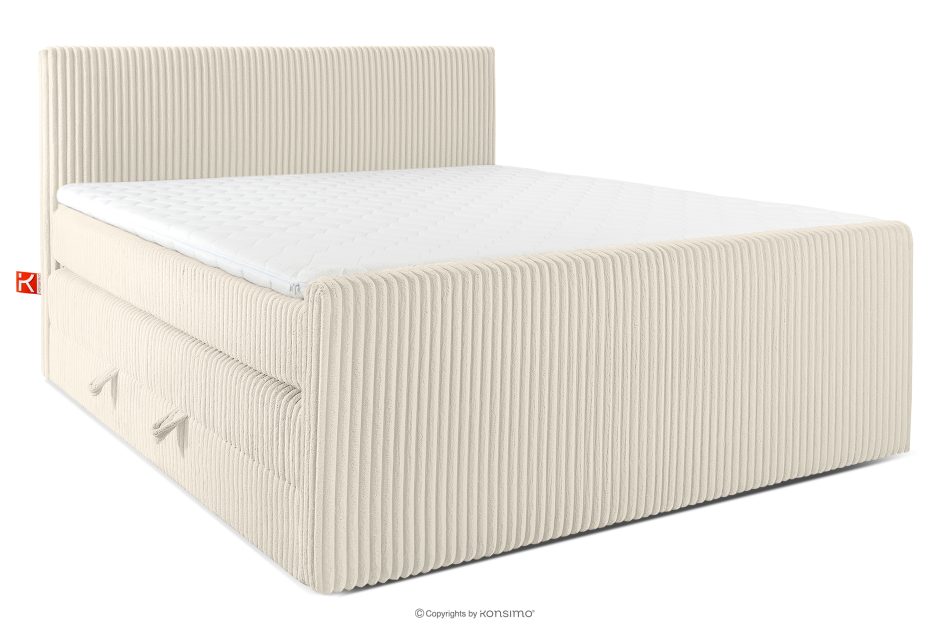 STRIX PRO+ Boxspringbett Doppelzimmer mittelhart 200 cm Doppelmatratze + HR-Topper Cordstoff weiß/ecru weiß/ecru - Foto 0