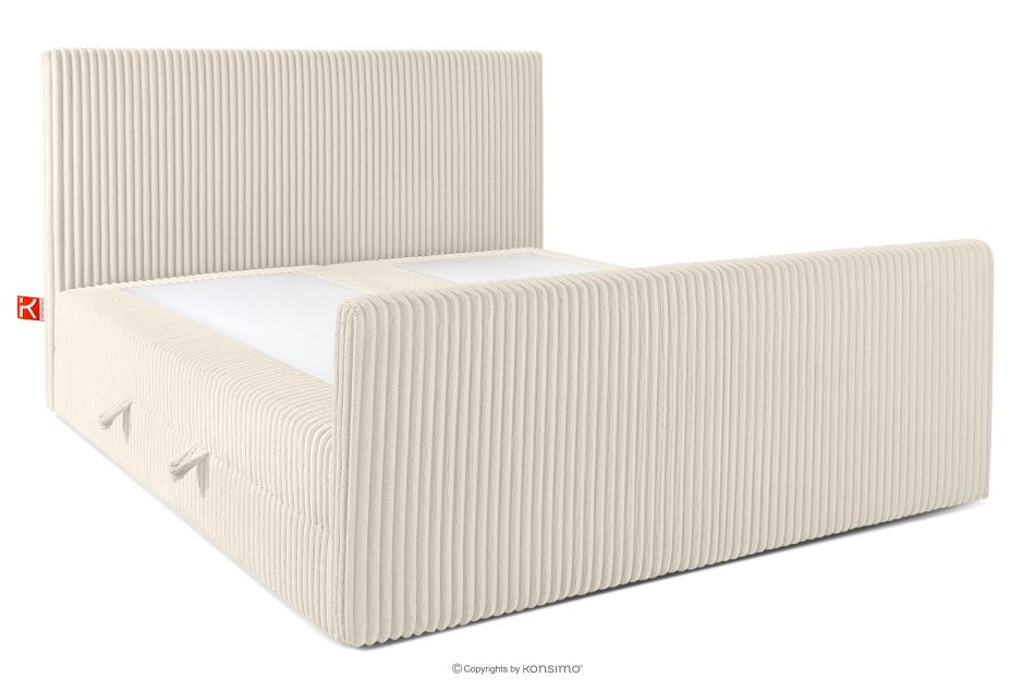 STRIX PRO+ Boxspringbett Doppelzimmer mittelhart 200 cm Doppelmatratze + HR-Topper Cordstoff weiß/ecru weiß/ecru - Foto 3