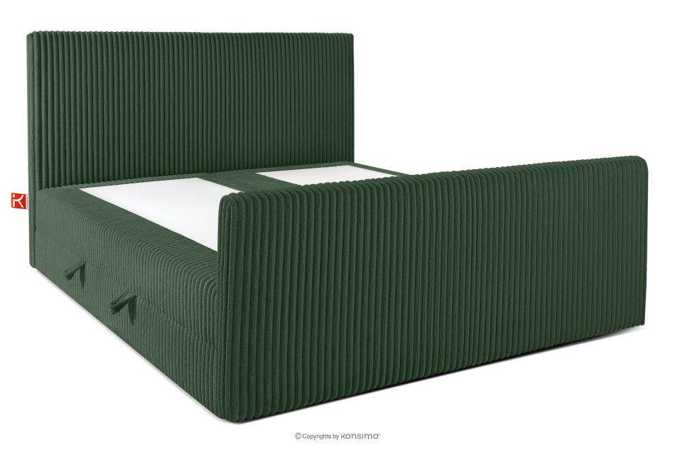 STRIX PRO+ Boxspringbett Doppelzimmer mittelhart 200 cm Doppelmatratze + HR-Topper Cordstoff dunkelgrün dunkelgrün - Foto 3