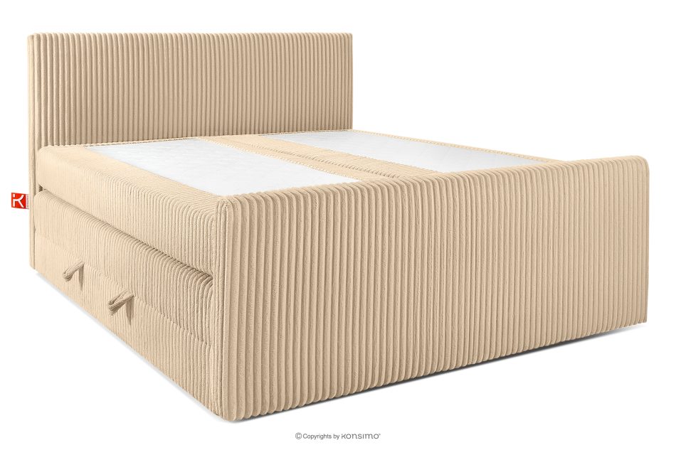 STRIX PRO+ Boxspringbett Doppelzimmer mittelhart 200 cm Doppelmatratze + HR-Topper Cordstoff sandfarben sandfarben - Foto 2