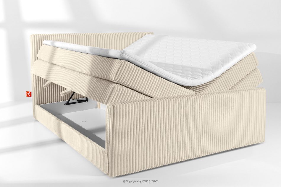 STRIX PRO+ Boxspringbett Doppelzimmer mittelhart 200 cm Doppelmatratze + HR-Topper Cordstoff beige beige - Foto 7
