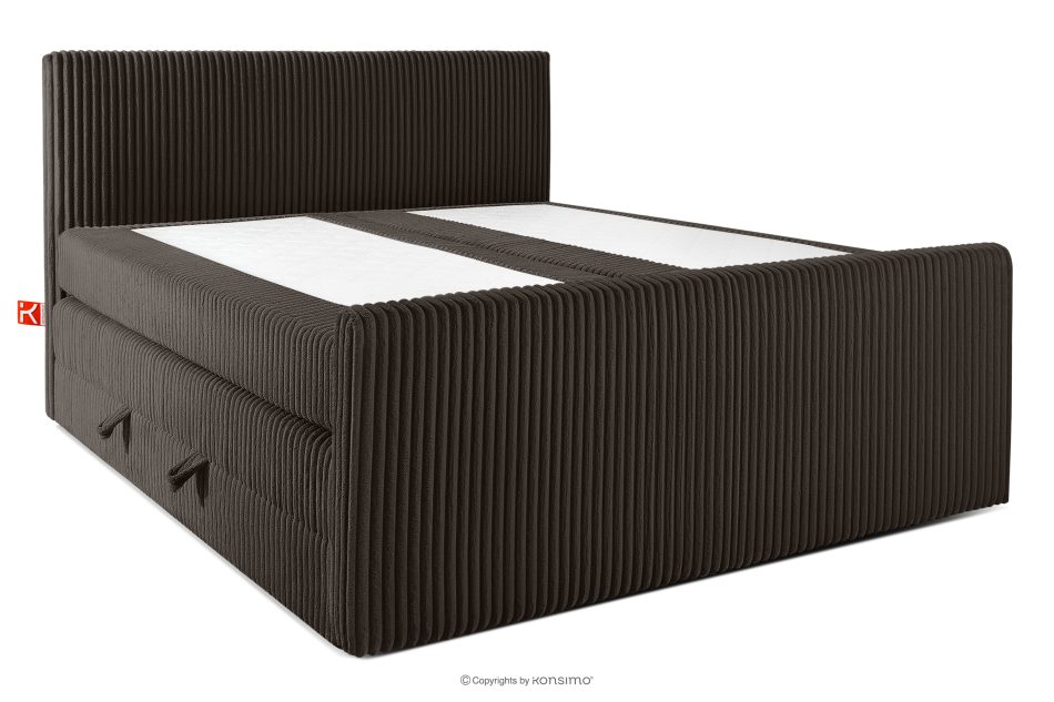 STRIX PRO+ Boxspringbett Doppelzimmer mittelhart 200 cm Doppelmatratze + HR-Topper Cordstoff in Dunkelbraun dunkelbraun - Foto 2