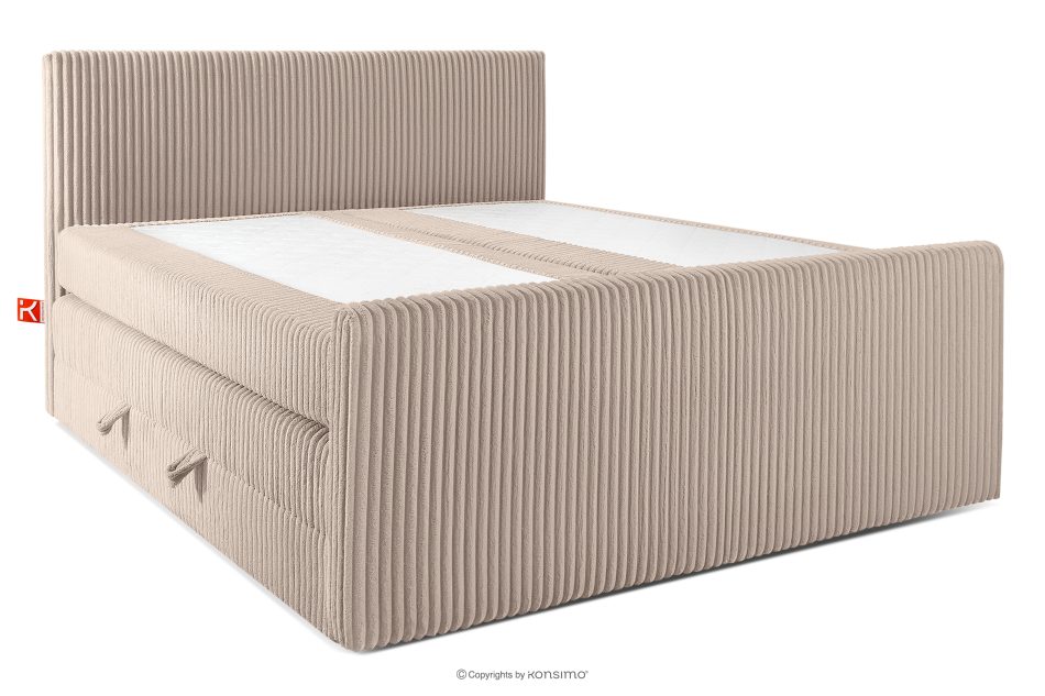 STRIX PRO+ Boxspringbett Doppelzimmer mittelhart 200 cm Doppelmatratze + HR-Topper Cordstoff in Taupe taupe - Foto 2