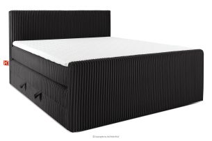 STRIX PRO+, https://konsimo.de/kollektion/strix-pro-2/ Boxspringbett Doppelzimmer mittelhart 200 cm Doppelmatratze + Visco-Topper Cordstoff schwarz schwarz - Foto