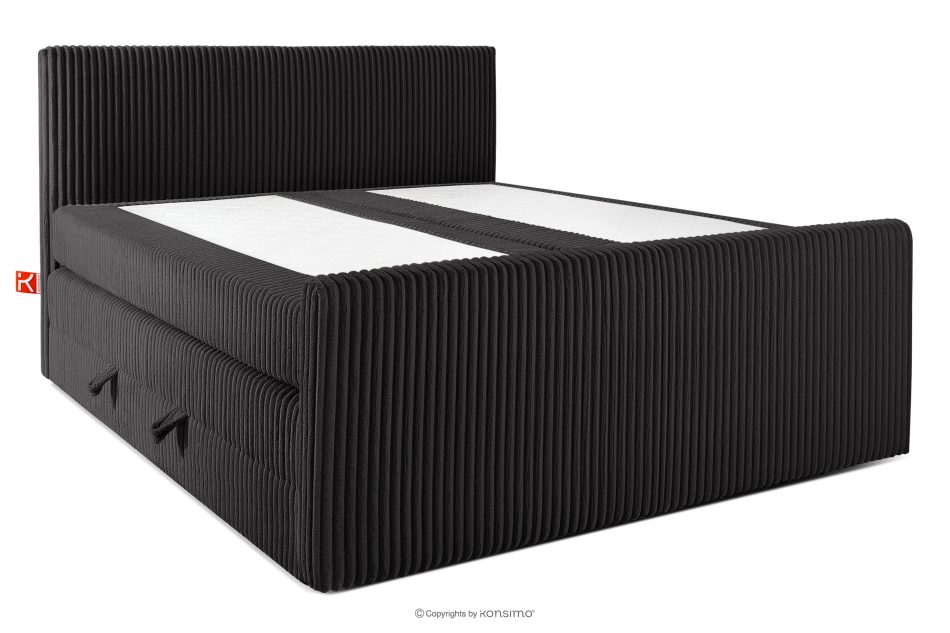 STRIX PRO+ Boxspringbett Doppelzimmer mittelhart 200 cm Doppelmatratze + Visco-Topper Cordstoff schwarz schwarz - Foto 2