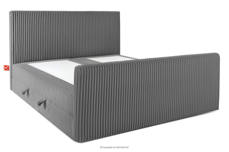 STRIX PRO+ Boxspringbett Doppelzimmer mittelhart 200 cm Doppelmatratze + Visco-Topper Cordstoff grau grau - Foto 3