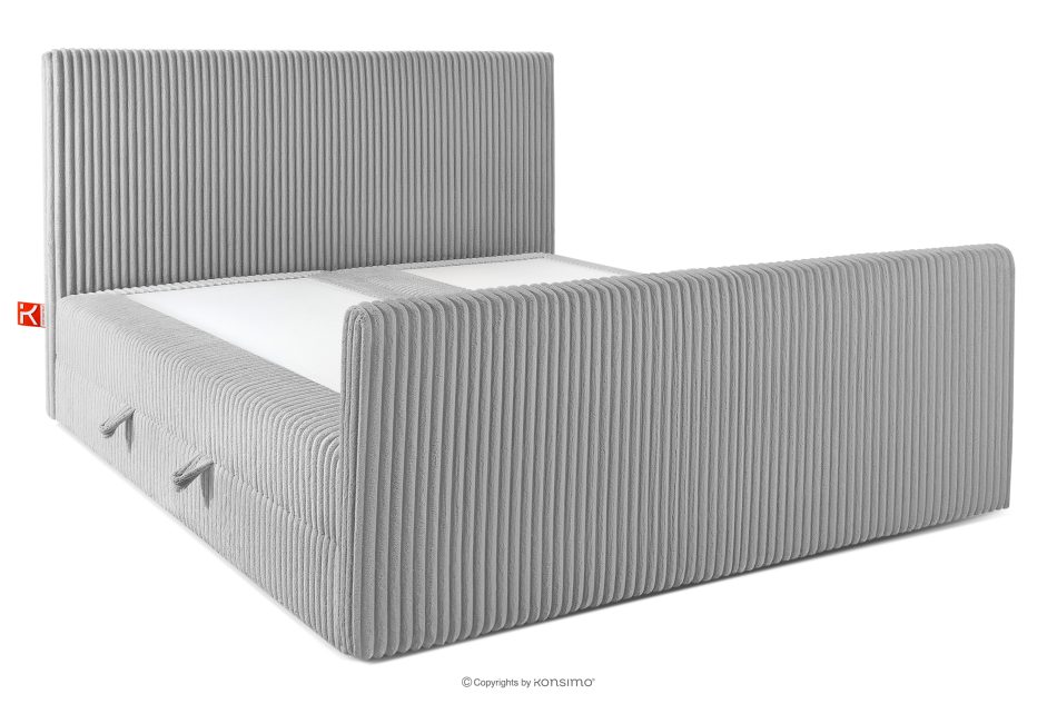 STRIX PRO+ Boxspringbett Doppelzimmer mittelhart 200 cm Doppelmatratze + Visco-Topper Cordstoff hellgrau hellgrau - Foto 3
