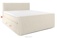 Boxspringbett Doppelzimmer mittelhart 200 cm Doppelmatratze + Visco-Topper Cordstoff weiß/ecru