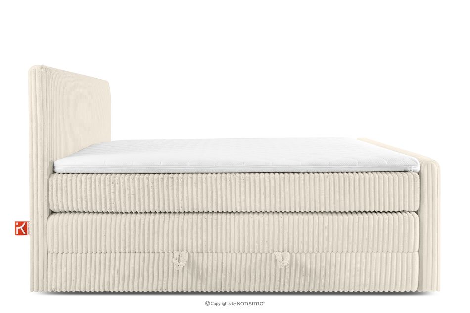 STRIX PRO+ Boxspringbett Doppelzimmer mittelhart 200 cm Doppelmatratze + Visco-Topper Cordstoff weiß/ecru weiß/ecru - Foto 5