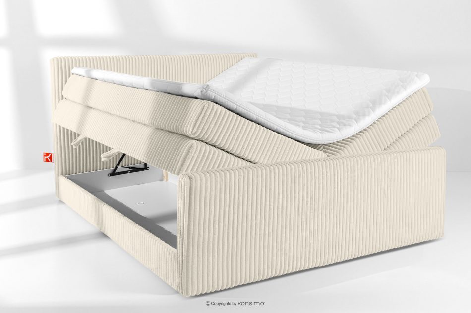 STRIX PRO+ Boxspringbett Doppelzimmer mittelhart 200 cm Doppelmatratze + Visco-Topper Cordstoff weiß/ecru weiß/ecru - Foto 7