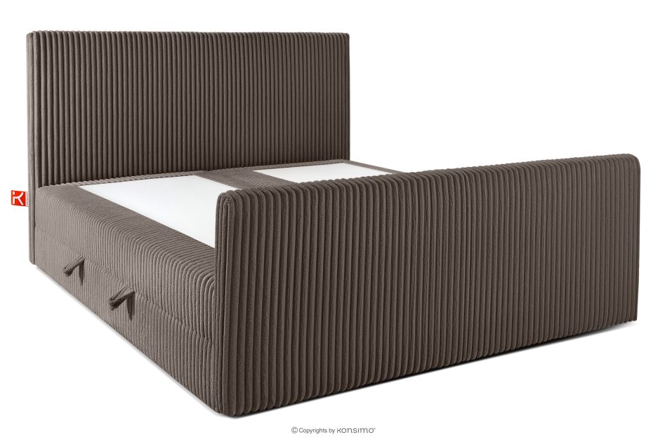 STRIX PRO+ Boxspringbett Doppelzimmer mittelhart 200 cm Doppelmatratze + Visco-Topper Cordstoff braun braun - Foto 3