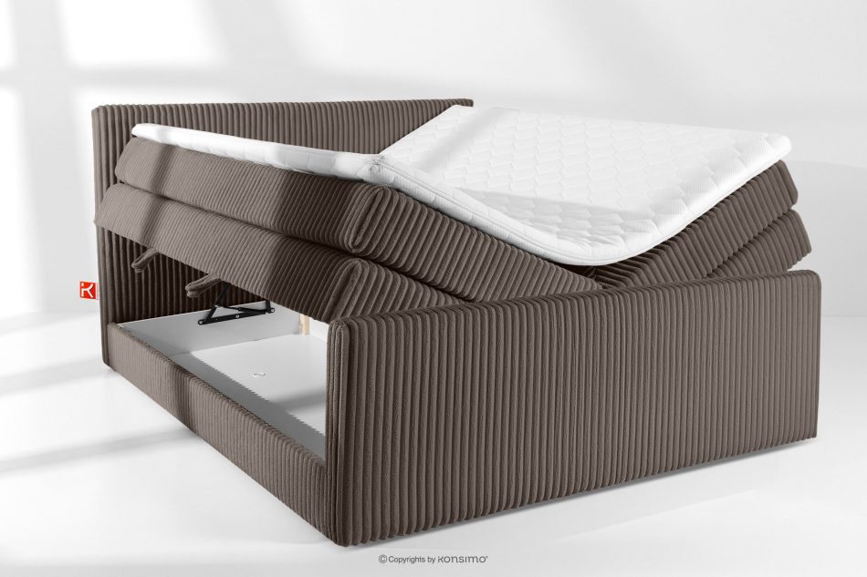 STRIX PRO+ Boxspringbett Doppelzimmer mittelhart 200 cm Doppelmatratze + Visco-Topper Cordstoff braun braun - Foto 7