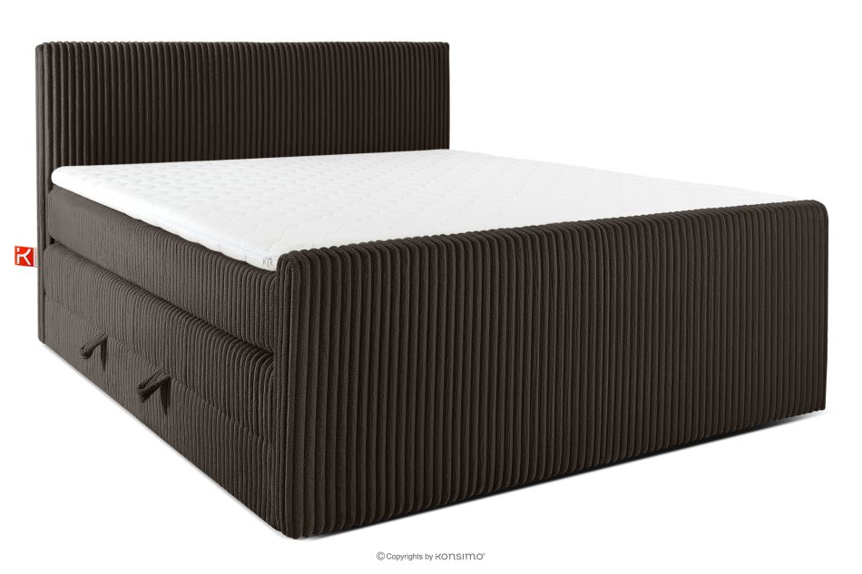 STRIX PRO+ Boxspringbett Doppelzimmer mittelhart 200 cm Doppelmatratze + Visco-Topper Cordstoff in Dunkelbraun dunkelbraun - Foto 0