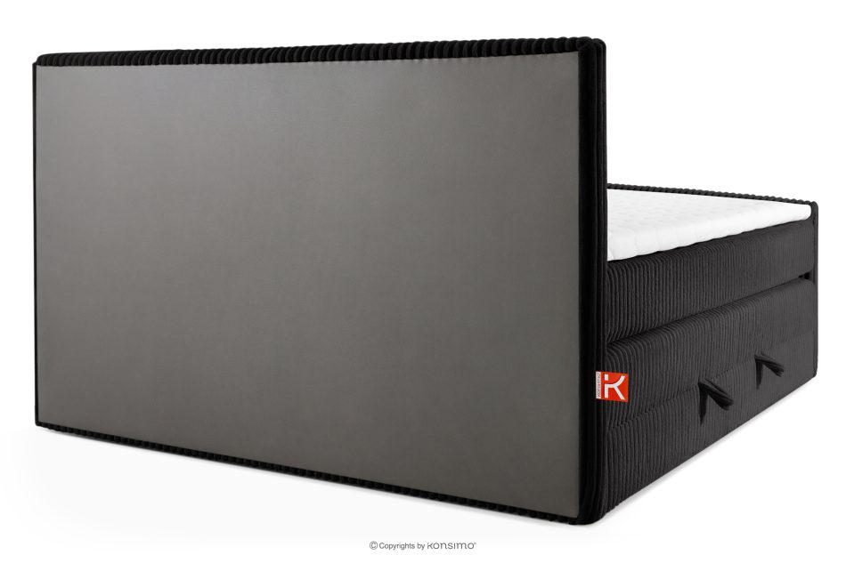 STRIX PRO+ Boxspringbett Doppelzimmer hart 200 cm Doppelmatratze + HR-Topper Cordstoff schwarz schwarz - Foto 6