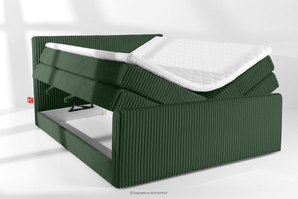 STRIX PRO+ Boxspringbett Doppelzimmer hart 200 cm Doppelmatratze + HR-Topper Cordstoff dunkelgrün dunkelgrün - Foto 7