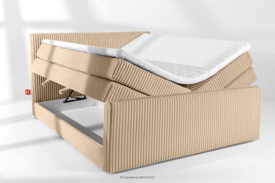 STRIX PRO+ Boxspringbett Doppelzimmer hart 200 cm Doppelmatratze + HR-Topper Cordstoff sandfarben sandfarben - Foto 7