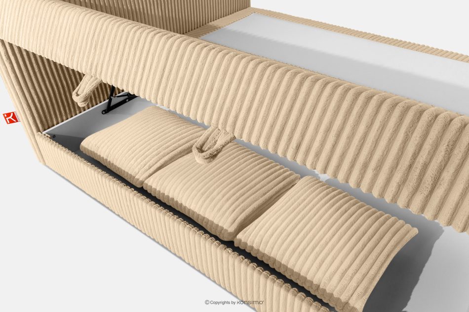 STRIX PRO+ Boxspringbett Doppelzimmer hart 200 cm Doppelmatratze + HR-Topper Cordstoff sandfarben sandfarben - Foto 13