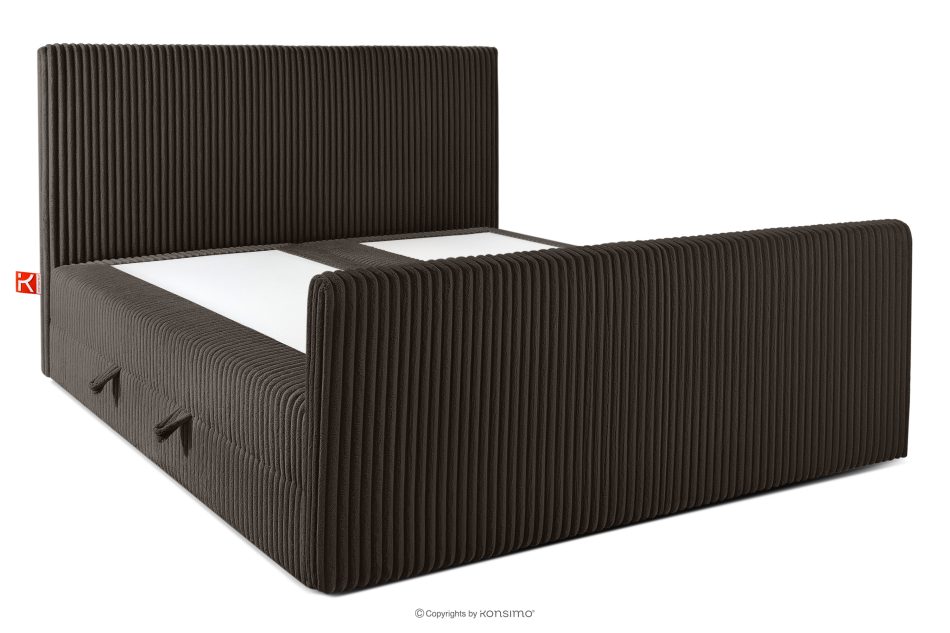 STRIX PRO+ Boxspringbett Doppelzimmer hart 200 cm Doppelmatratze + HR-Topper Cordstoff dunkelbraun dunkelbraun - Foto 3