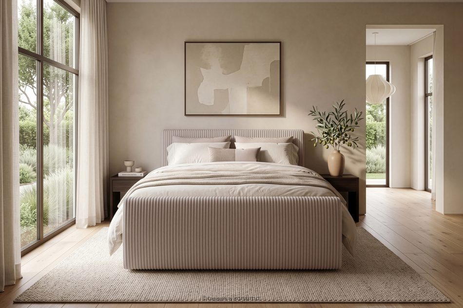 STRIX PRO+ Boxspringbett Doppelzimmer hart 200 cm Doppelmatratze + HR-Topper Cordstoff taupe taupe - Foto 18