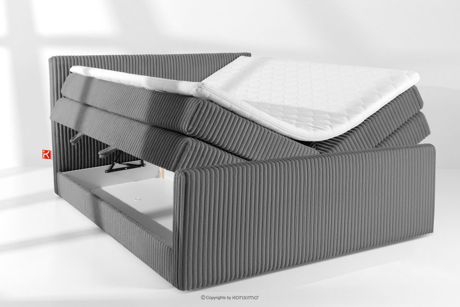 STRIX PRO+ Boxspringbett Doppelzimmer hart 200 cm Doppelmatratze + Visco-Topper Cordstoff grau grau - Foto 7