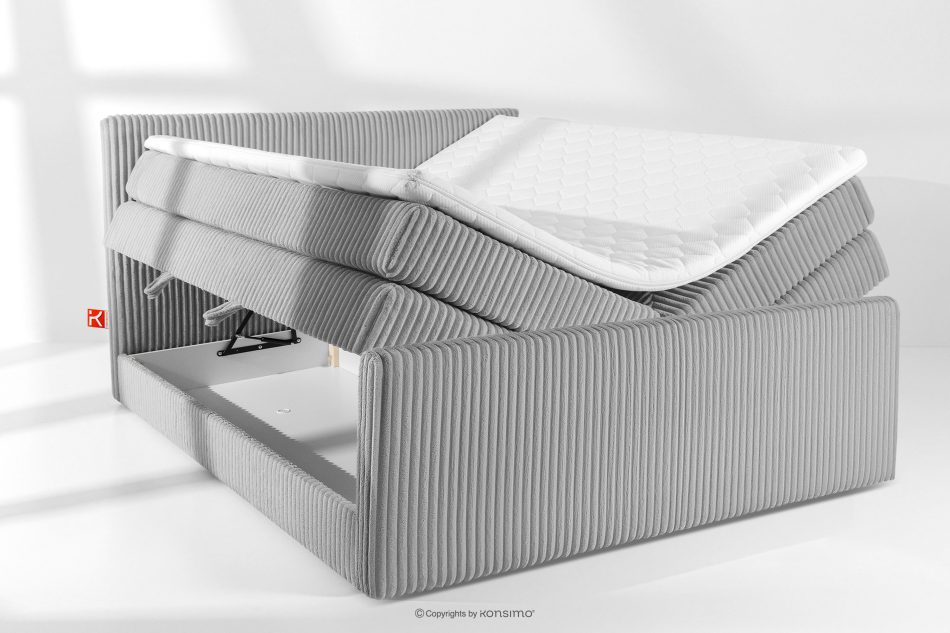 STRIX PRO+ Boxspringbett Doppelzimmer hart 200 cm Doppelmatratze + Visco-Topper Cordstoff hellgrau hellgrau - Foto 7