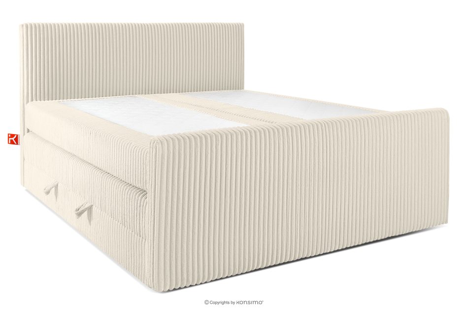 STRIX PRO+ Boxspringbett Doppelzimmer hart 200 cm Doppelmatratze + Visco-Topper Cordstoff weiß/ecru weiß/ecru - Foto 2