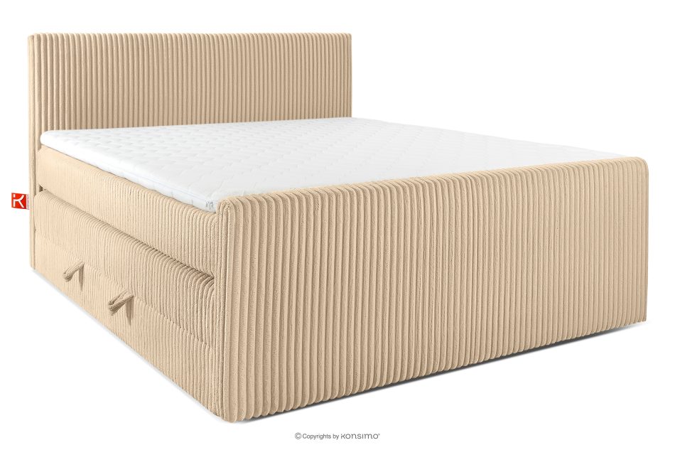 STRIX PRO+ Boxspringbett Doppelzimmer hart 200 cm Doppelmatratze + Visco-Topper Cordstoff sandfarben sandfarben - Foto 0
