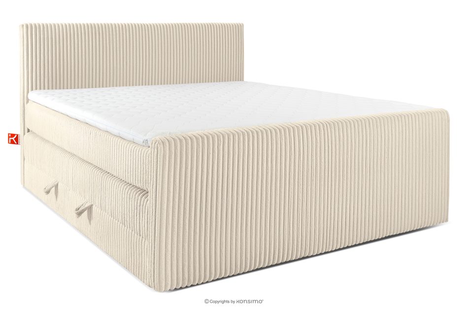 STRIX PRO+ Boxspringbett Doppelzimmer hart 200 cm Doppelmatratze + Visco-Topper Cordstoff beige beige - Foto 0