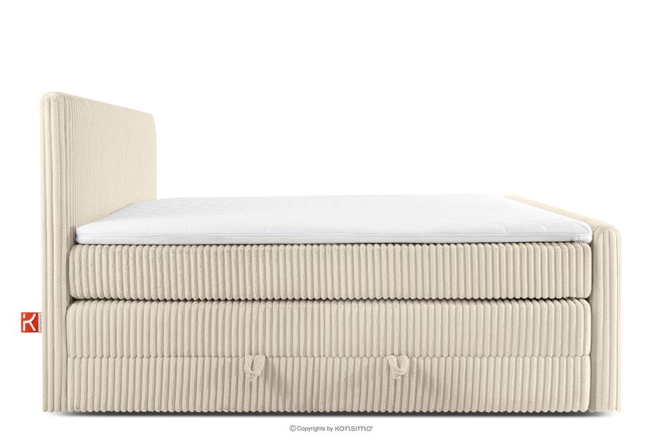 STRIX PRO+ Boxspringbett Doppelzimmer hart 200 cm Doppelmatratze + Visco-Topper Cordstoff beige beige - Foto 5