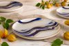 DALLI Dessertteller Wellen im skandinavischen Stil blau/beige/olivgrün blau/beige/olivgrün - Foto 2