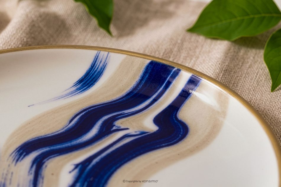 DALLI Dessertteller Wellen im skandinavischen Stil blau/beige/olivgrün blau/beige/olivgrün - Foto 5