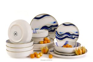 DALLI, https://konsimo.de/kollektion/dalli/ Essgeschirr-Set Wellen im skandinavischen Stil 6 Personen (18 Stück) blau/beige/olivgrün blau/beige/olivgrün - Foto