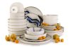 DALLI Essgeschirr-Set Wellen im skandinavischen Stil 6 Personen (24 Stück) blau/beige/olivgrün blau/beige/olivgrün - Foto 1