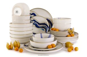 DALLI, https://konsimo.de/kollektion/dalli/ Essgeschirr-Set Wellen im skandinavischen Stil 6 Personen (24 Stück) blau/beige/olivgrün blau/beige/olivgrün - Foto