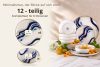 DALLI Essgeschirr-Set im skandinavischen Stil 6 Personen (12 Stück) blau/beige/olivgrün blau/beige/olivgrün - Foto 7