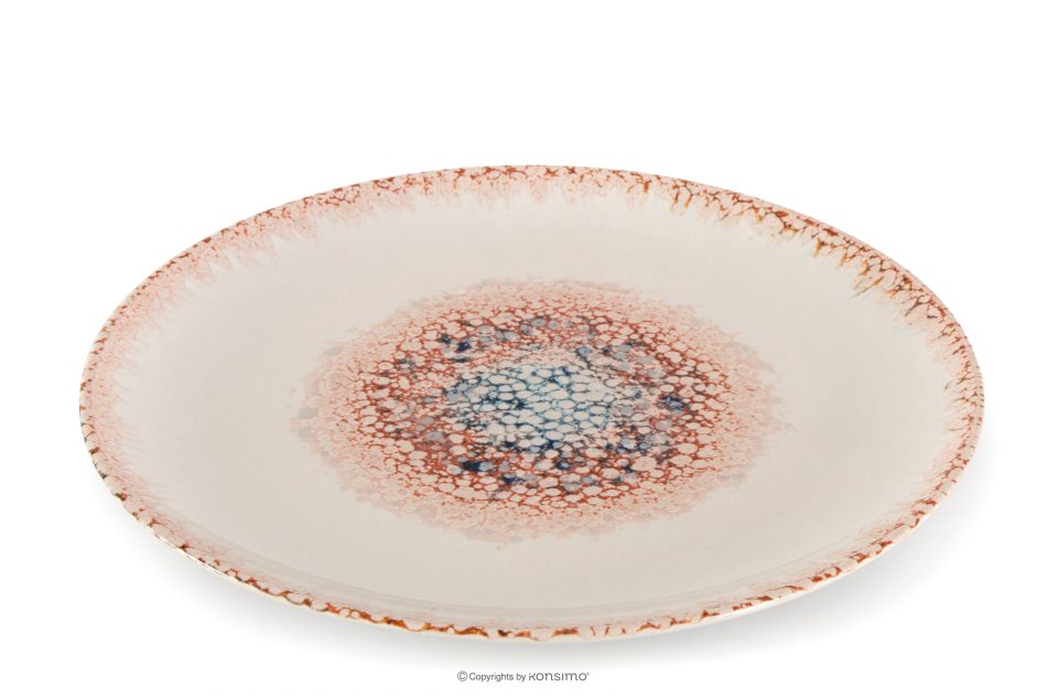 AMITA Dessertteller mediterraner Stil korallenfarben/beige/blau korallenfarben/beige/blau - Foto 2