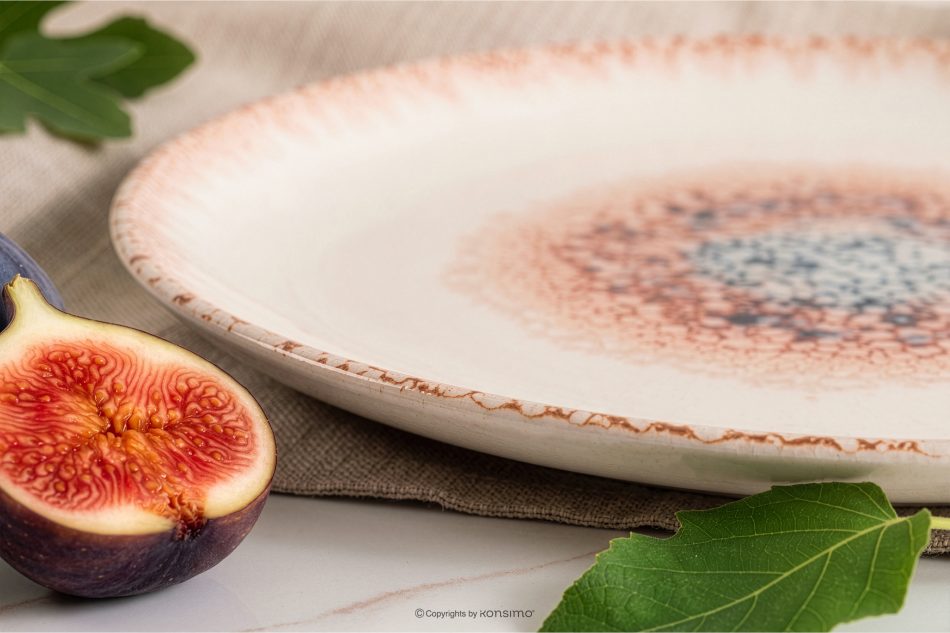 AMITA Dessertteller mediterraner Stil korallenfarben/beige/blau korallenfarben/beige/blau - Foto 5
