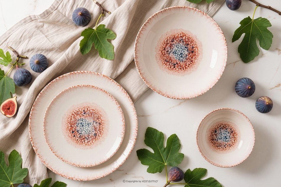 AMITA Dessertteller mediterraner Stil korallenfarben/beige/blau korallenfarben/beige/blau - Foto 6